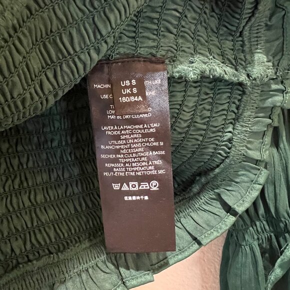 Urban Outfitters Emerald Green Smocked Crop Top 3/4 Sleeve Size S - Picture 4 of 4